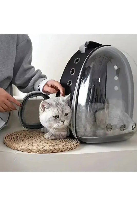 Astronot Şeffaf Pencereli Kedi Taşıma Sırt Çantası – Uçak, Kabin Uyumlu, 9 Hava Kanallı, Konforlu