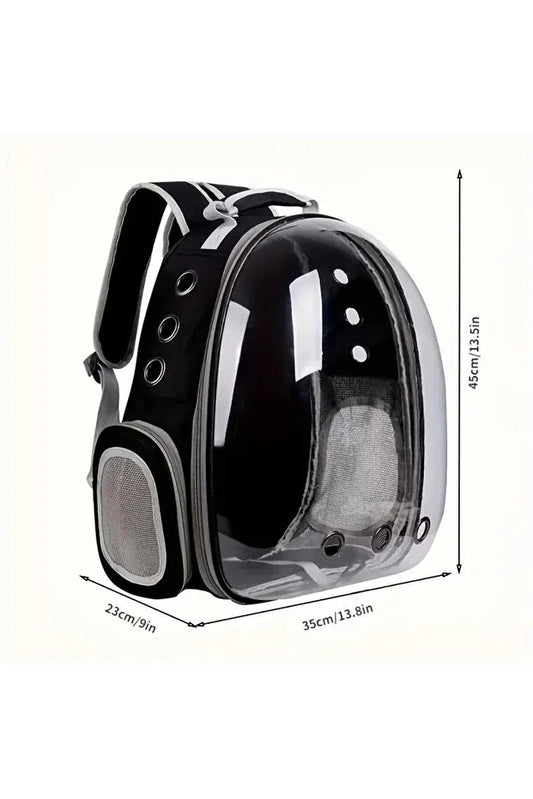 Astronot Şeffaf Pencereli Kedi Taşıma Sırt Çantası – Uçak, Kabin Uyumlu, 9 Hava Kanallı, Konforlu