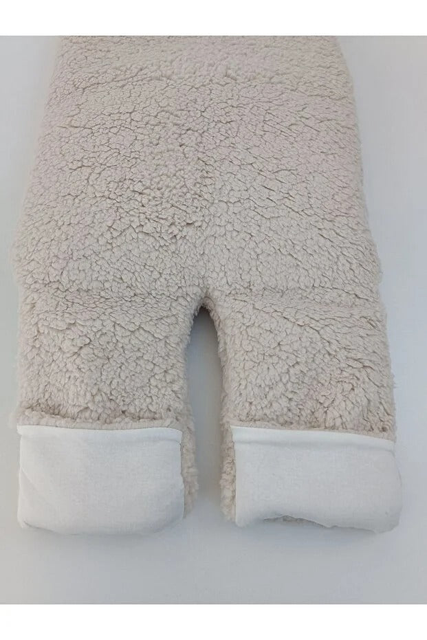 0-12 Ay İçi Elyaflı Peluş Welsoft Kulaklı Vizon Dış Bebek Kundak & Battaniyesi Kışlık Uyku Tulumu