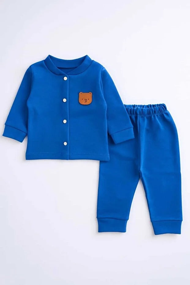 Pamuklu Likralı Önden Çıtlı 4 Mevsim Bebek Takımı (6-24 Ay)