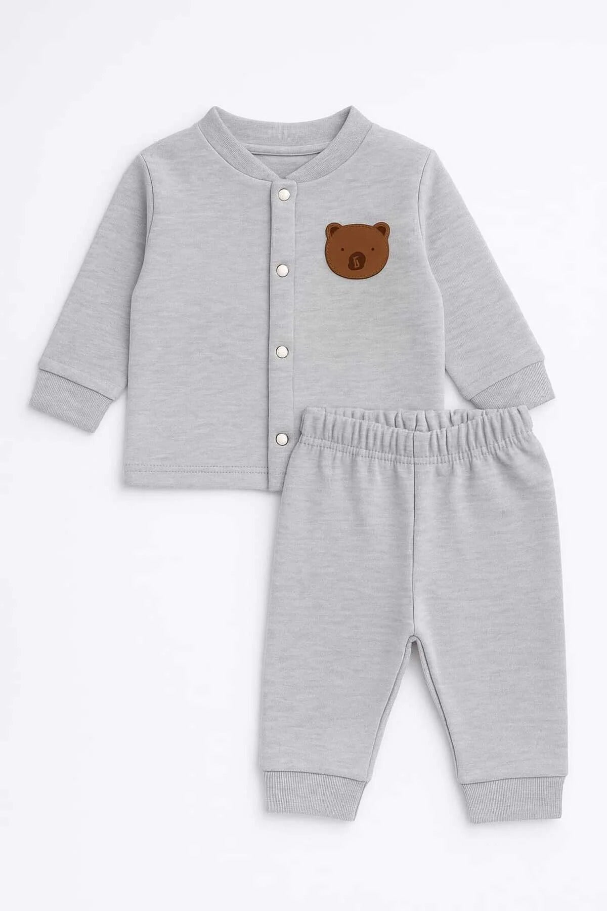 Pamuklu Likralı Önden Çıtlı 4 Mevsim Bebek Takımı (6-24 Ay)