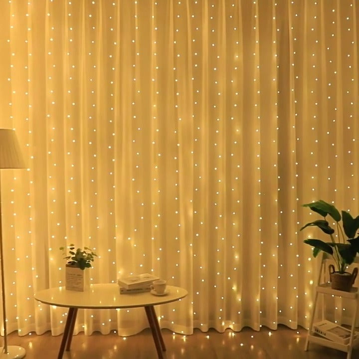 300 Ledli 10 Sarkıt Perde Led Işık-8 Fonksiyon, Uzaktan Kumandalı, 3x3 Metre
