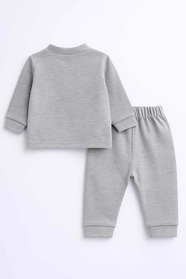 Pamuklu Likralı Önden Çıtlı 4 Mevsim Bebek Takımı (6-24 Ay)